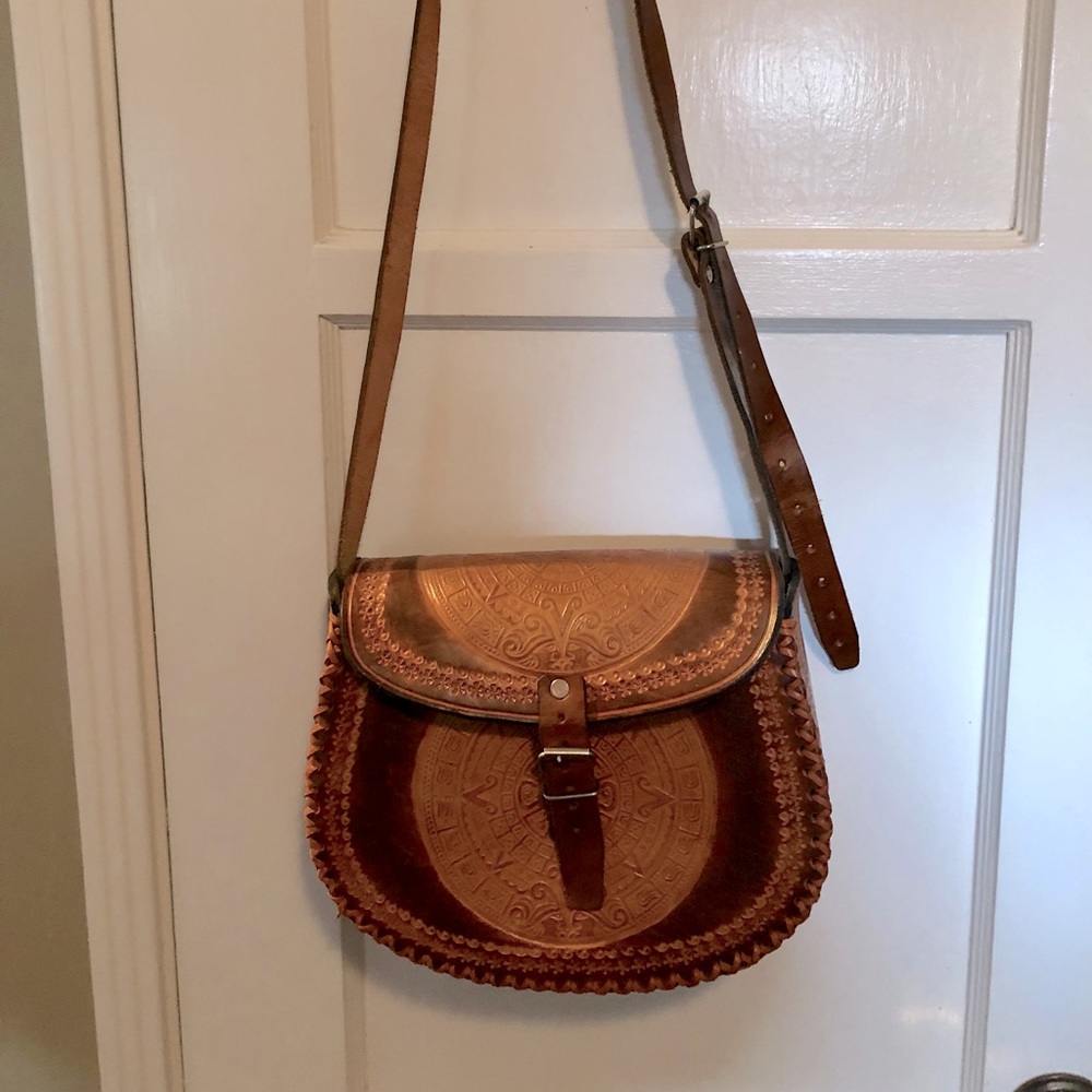 Mexican Tooled Handmade Leather Purse/Crossbody